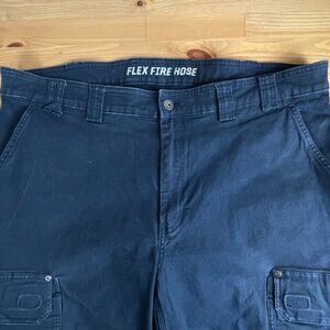 Duluth Flex Fire Hose Cargo Pants Mens 42x32 Blue Relaxed Fit Canvas Workwear